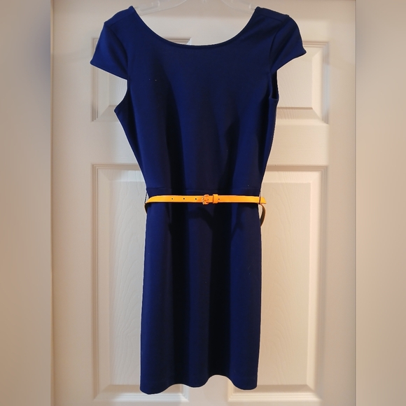 Derek Heart Medium navy mini dress with Hot orange neon belt - Picture 5 of 8